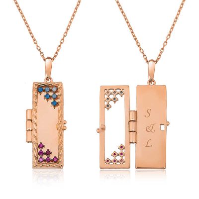 ​Sterling Silver Rose Gold Locket Personalized Necklace