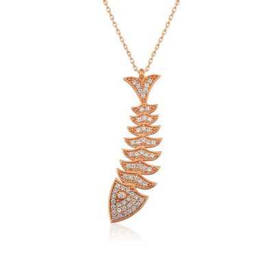 ​Sterling Silver Rose Gold Fish Women's Necklace