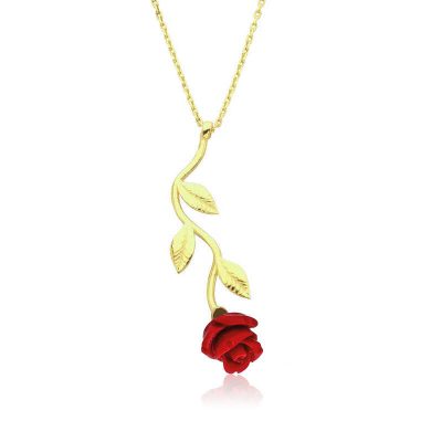 ​​Sterling Silver Gold Red Gul Necklace