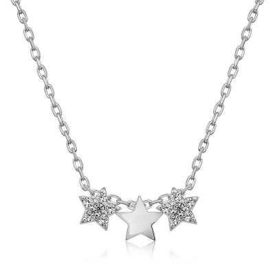 Sterling Silver Three Star Necklace