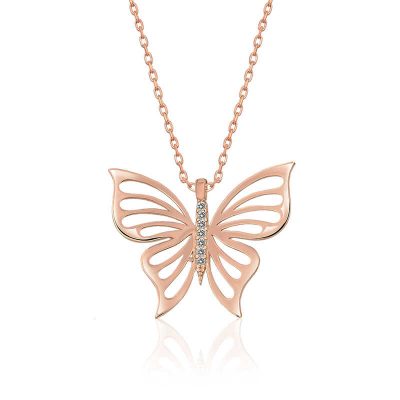 ​Sterling Silver Rose Gold Bahar Kelebegi Women's Necklace