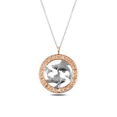 Sterling Silver Rose Gold Fish Burcu Necklace