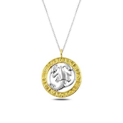 Sterling Silver Gold Yengec Burcu Necklace