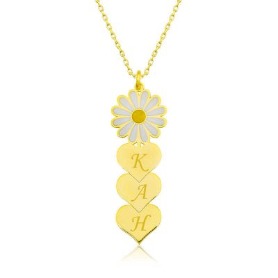 ​Sterling Silver Gold Personalized Heart Papatya Necklace