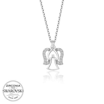Swarovski Stone Sterling Silver Angel Women's Necklace