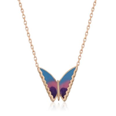 Sterling Silver Rose Gold Minimal Butterfly Women's Necklace