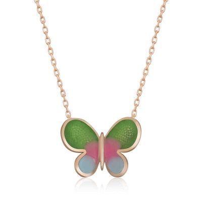 Sterling Silver Rose Gold Minimal Butterfly Women's Necklace