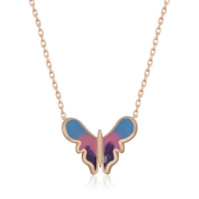 Sterling Silver Rose Gold Minimal Butterfly Women's Necklace