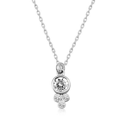Sterling Silver Cig Drop Round Solitaire Women's Necklace