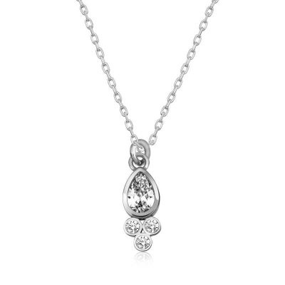 Sterling Silver Cig Drop Solitaire Women's Necklace