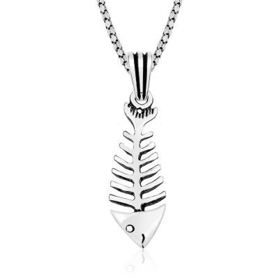 Sterling Silver Fish Iskeleti Necklace