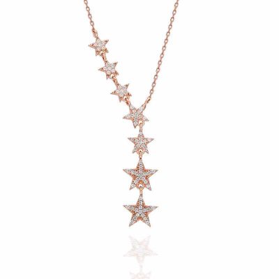 Sterling Silver Rose Gold Kayan Stars Women's Necklace