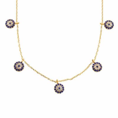 Sterling Silver Gold Evil Eye Luck Women's Necklace
