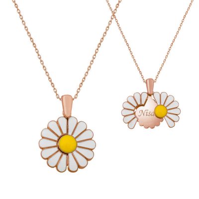 Sterling Silver Rose Gold Personalized Papatya Necklace