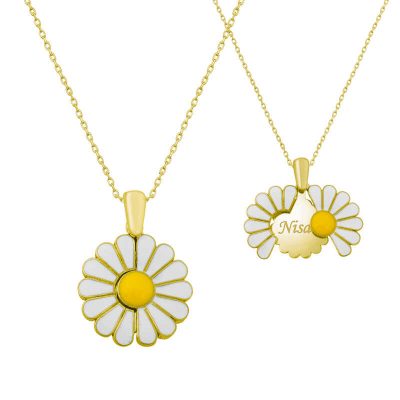 Sterling Silver Gold Personalized Papatya Necklace