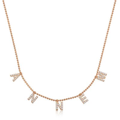 ​Sterling Silver Rose Gold Mom Written Women's Necklace