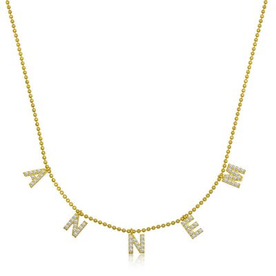 ​Sterling Silver Gold Mom Written Women's Necklace