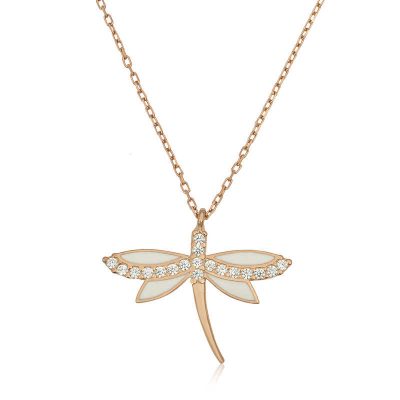 Sterling Silver Rose Gold Dragonfly Women's Necklace