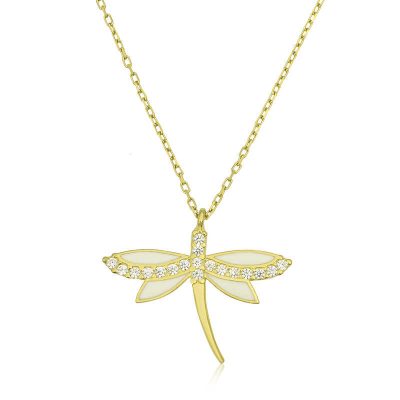 Sterling Silver Gold Dragonfly Women's Necklace