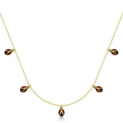 Sterling Silver Gold Ladybug Luck Women's Necklace
