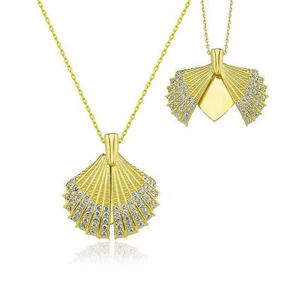 Sterling Silver Gold Personalized Oyster Women's Necklace