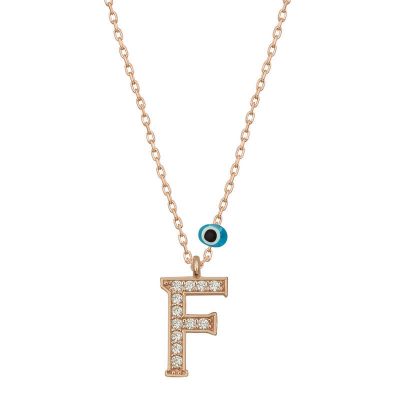 Sterling Silver Evil Eye Rose Gold F Harfi Women's Necklace