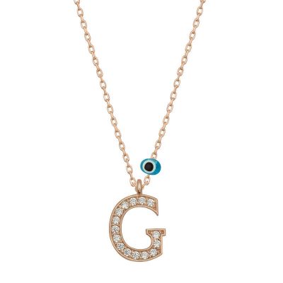 Sterling Silver Evil Eye Rose Gold G Harfi Women's Necklace