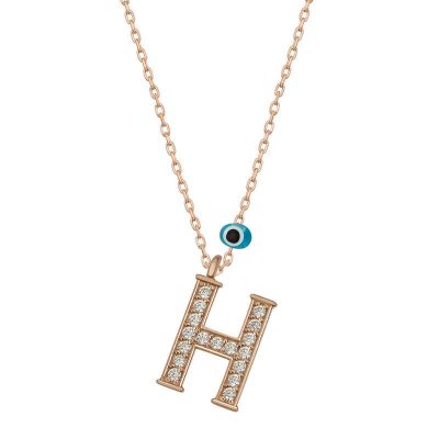 Sterling Silver Evil Eye Rose Gold H Harfi Women's Necklace