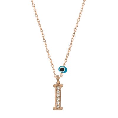 Sterling Silver Evil Eye Rose Gold I Harfi Women's Necklace
