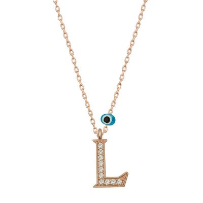 Sterling Silver Evil Eye Rose Gold L Harfi Women's Necklace