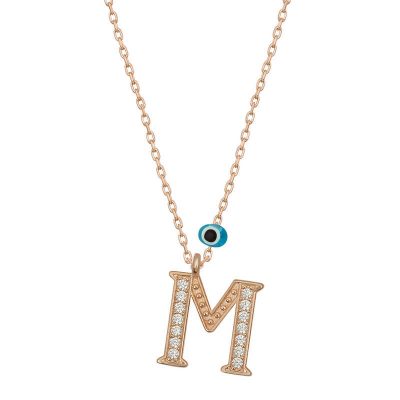 Sterling Silver Evil Eye Rose Gold M Harfi Women's Necklace