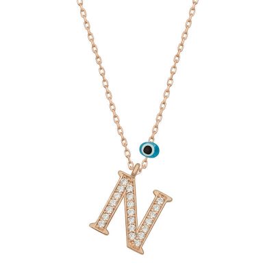 Sterling Silver Evil Eye Rose Gold N Harfi Women's Necklace