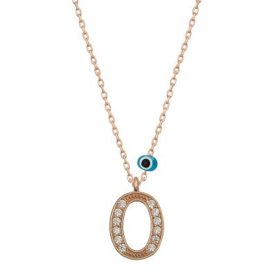Sterling Silver Evil Eye Rose Gold O Harfi Women's Necklace