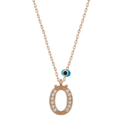 Sterling Silver Evil Eye Rose Gold O Harfi Women's Necklace