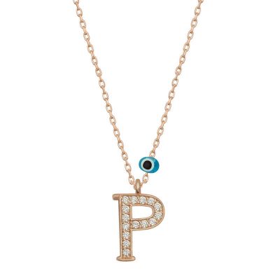 Sterling Silver Evil Eye Rose Gold P Harfi Women's Necklace