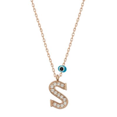 Sterling Silver Evil Eye Rose Gold S Harfi Women's Necklace