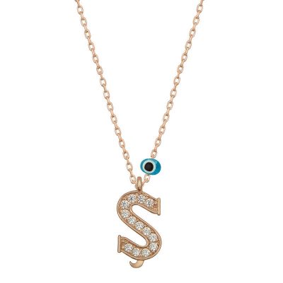 Sterling Silver Evil Eye Rose Gold S Harfi Women's Necklace