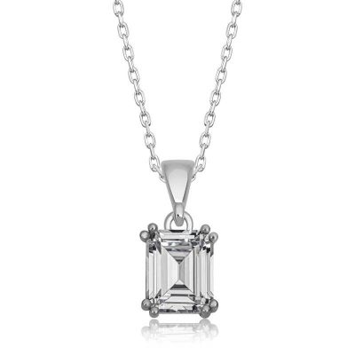 Sterling Silver Baget Zircon Stone Women's Necklace