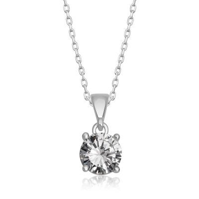 Sterling Silver Round Zircon Stone Women's Necklace