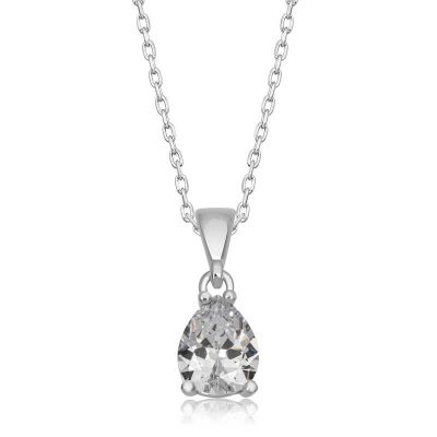 Sterling Silver Drop Zircon Stone Women's Necklace