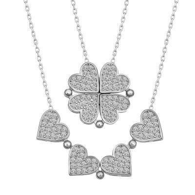 Sterling Silver Heart Openable Clover Women's Necklace