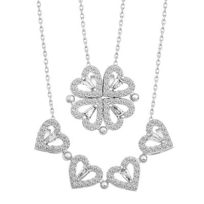 Sterling Silver Heart Openable Clover Women's Necklace