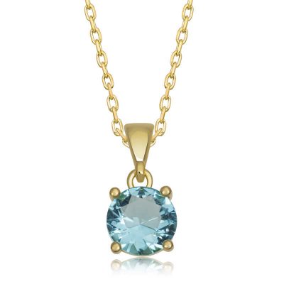 Sterling Silver Gold Turquoise Round Stone Women's Necklace