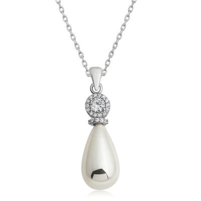 Sterling Silver Drop Pearl Women's Necklace