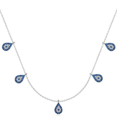 Sterling Silver Evil Eye Luck Women's Necklace
