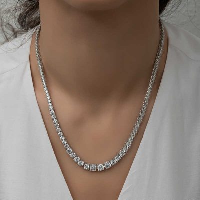 Sterling Silver Suzme White Stone Su Yolu Women's Necklace