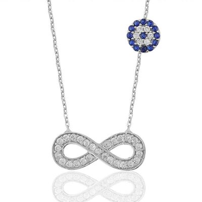 Sterling Silver Evil Eye Infinity Women's Necklace