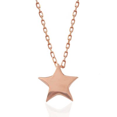 Sterling Silver Rose Gold Star Women's Necklace