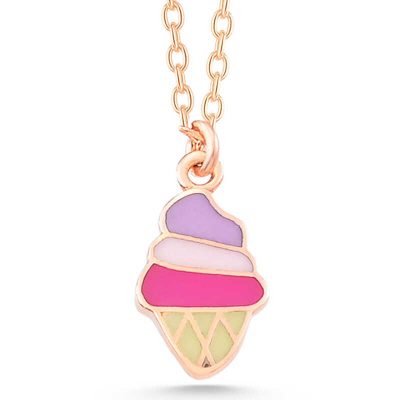 Sterling Silver Rose Gold Renkli Dondurma Women's Necklace