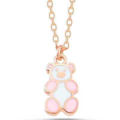 Sterling Silver Rose Gold Renkli Ayicik Women's Necklace